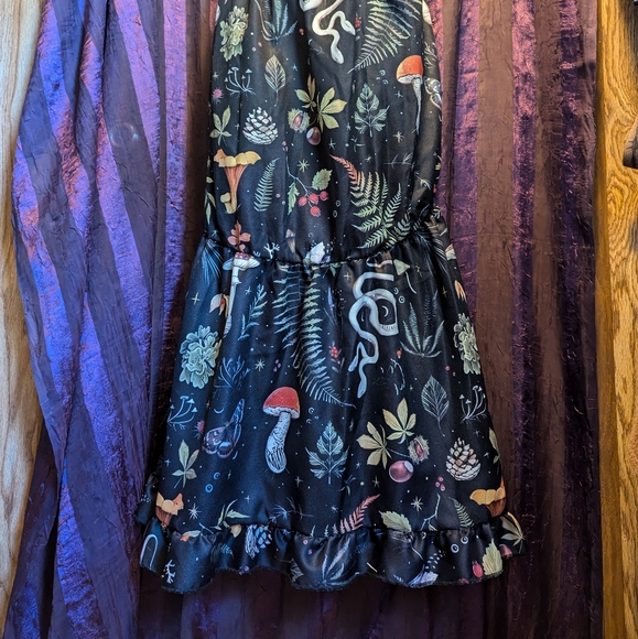 CORAMOON Snake Botanical Mushroom Witchy Fairycore Cottagecore Maxi Dress M/L - Picture 4 of 9